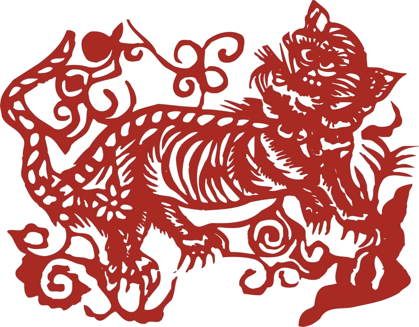 中国风中式传统喜庆民俗人物动物窗花剪纸插画边框AI矢量PNG素材【193】